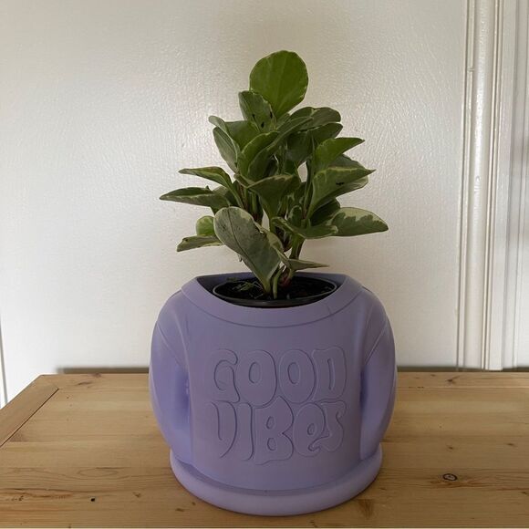 Lavender “Good Vibes” Sweater Planter - Spread Positivity with Sustainable Style - Picture 4 of 8
